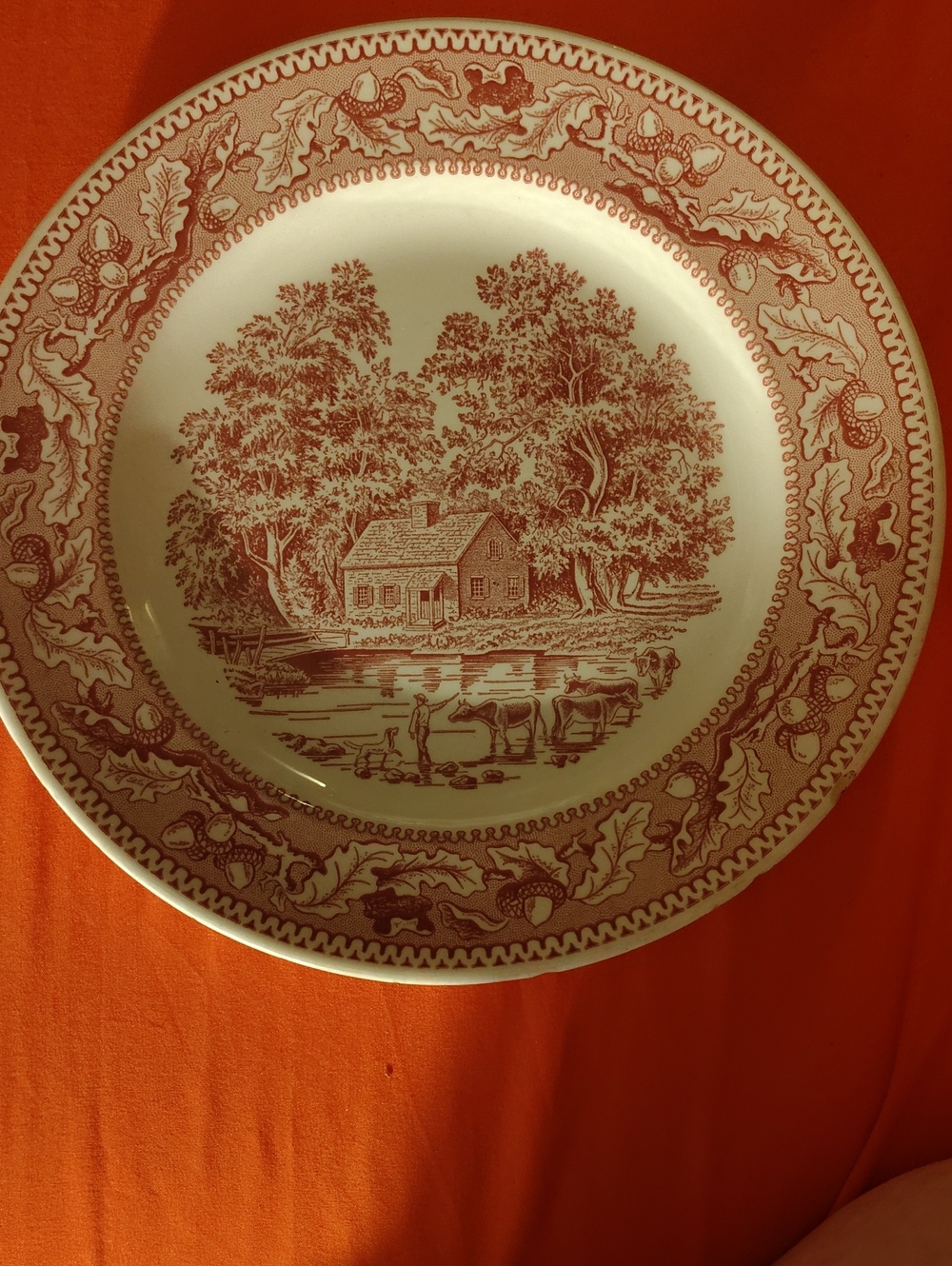 Rust Red Scenic Dinner Plate - Classic Country Cottage Design